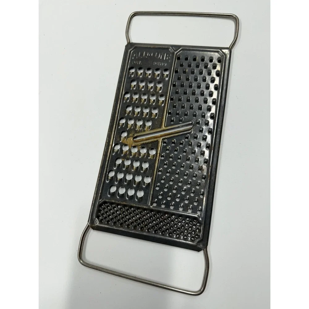 Vintage All-in-One Metal Hand Grater Slicer Multi Tool Primitive Kitchen Decor